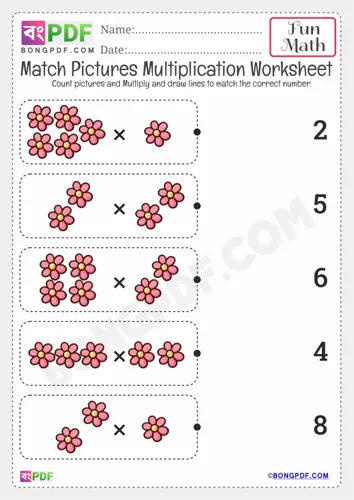 Free Learn Match Pictures Multiplication Worksheet Download