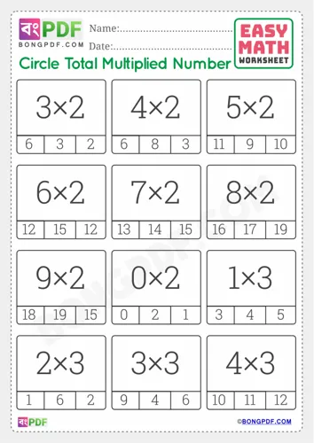 Free Learn Multiply And Circle Answer English Worksheet Download