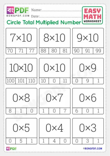 Free Learn Multiply And Circle Answer English Worksheet Download