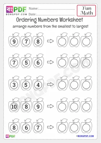 Free Learn Ordering Numbers Kindergarten Counting Worksheet Download