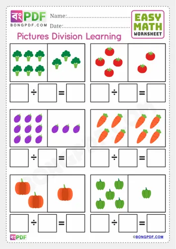 Free Learn Pictures Division Numbers English Worksheet Download