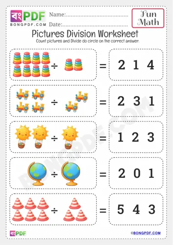 Free Learn Pictures Fun Division Worksheet Download