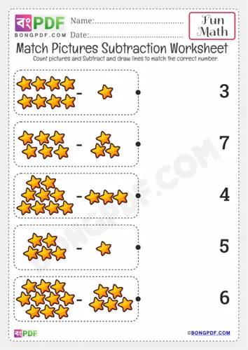 Free Learn Pictures Subtraction Worksheet Download