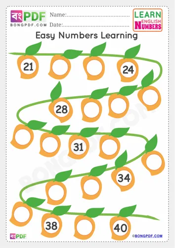 Free Learn Preschool Mango Number English Worksheet Download
