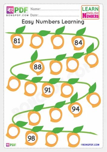 Free Learn Preschool Mango Number English Worksheet Download