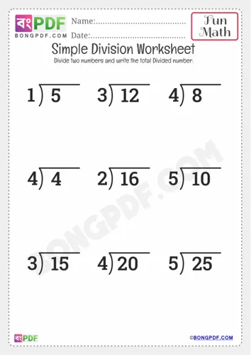 Simple Division Worksheets
