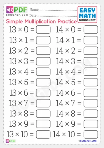 Free Learn Simple English Multiplication Worksheet Download