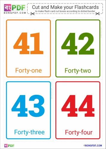 Free Learn Simple English Numbers Flashcards Worksheet Download