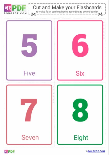 Free Learn Simple English Numbers Flashcards Worksheet Download