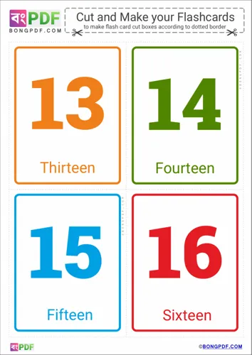 Free Learn Simple English Numbers Flashcards Worksheet Download