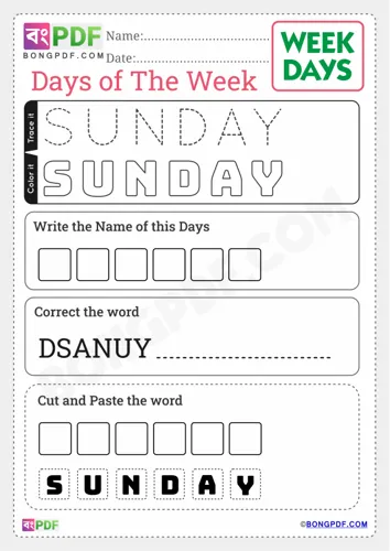 Sunday Worksheets