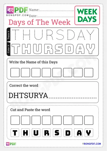 Thursday Worksheets