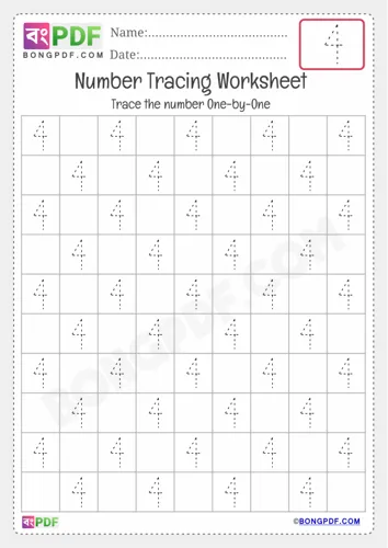 Free Learn Tracing English Number Worksheet Download