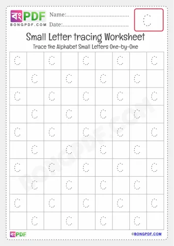 Free Learn Tracing Small Letter C Worksheet Download