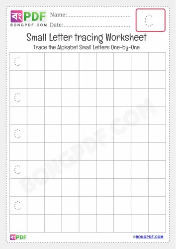 Free Learn Tracing Small Letter C Worksheet Download