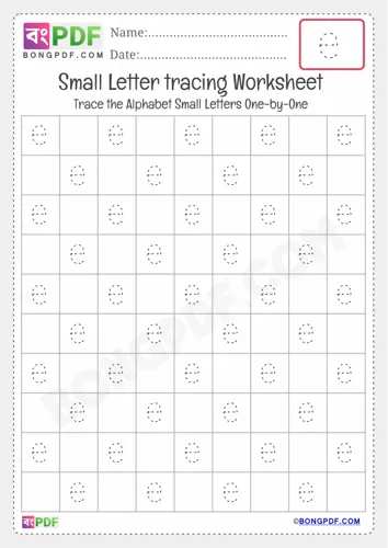 Free Learn Tracing Small Letter E Worksheet Download