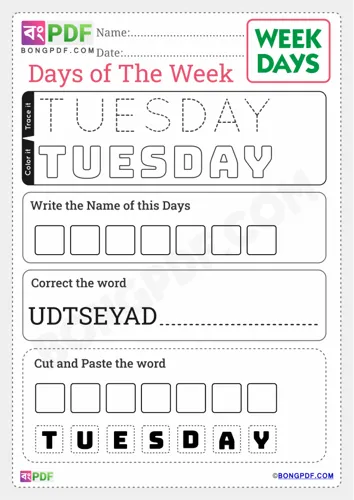 Tuesday Worksheets