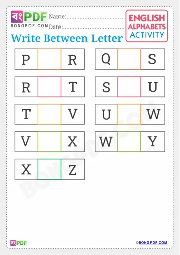 Free Learn Write Between Alphabets Worksheet Download